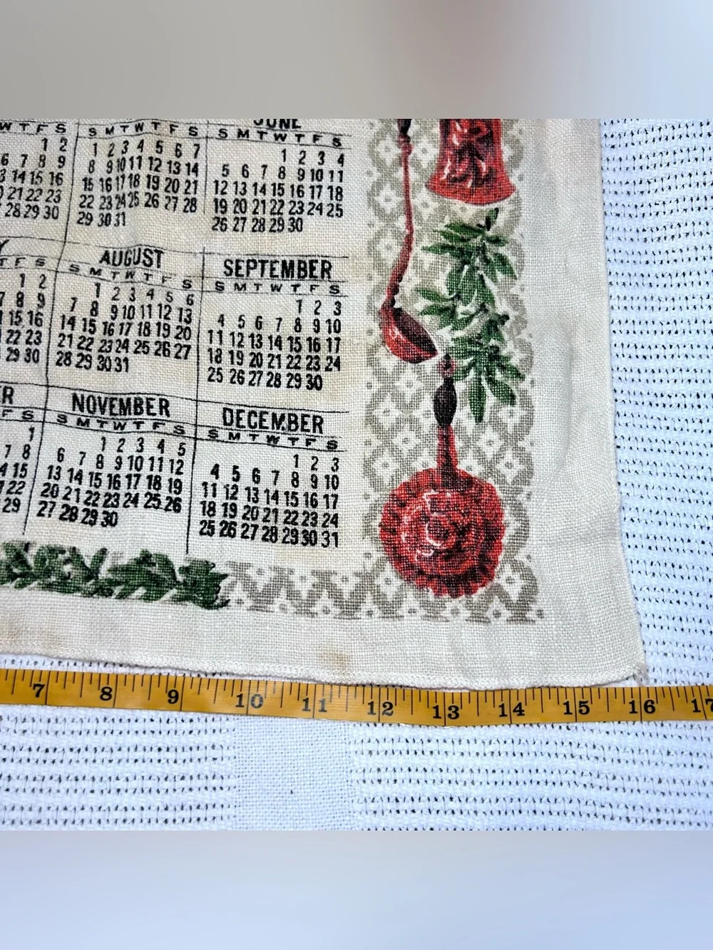 1966 Linen Calendar Tea Towel